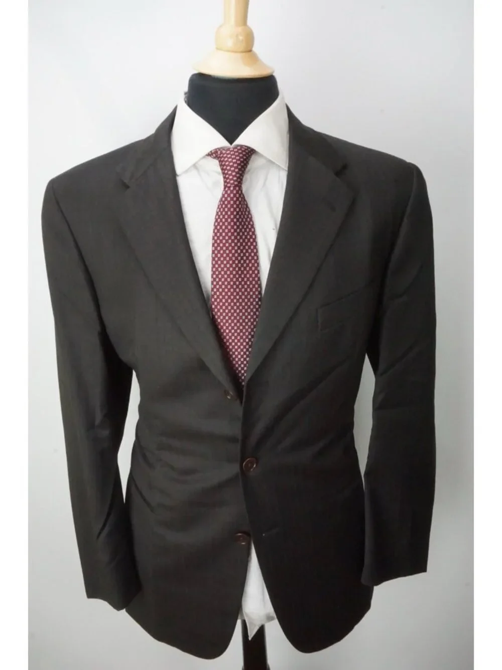Burberry London Brown Black Striped Wool 2 Pc Suit Jacket Pants Sz 44R BRAND NEW
